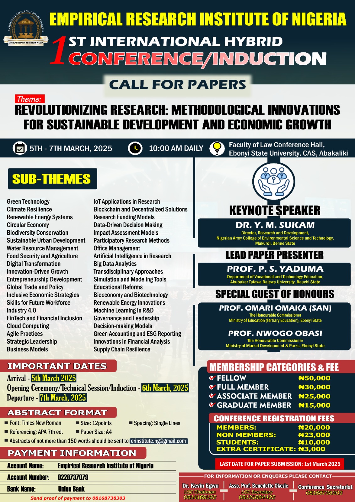 EMPIRICAL RESEARCH INSTITUTE OF NIGERIA 1ST INTERNATIONAL HYBRID CONFERENCE/INDUCTION
